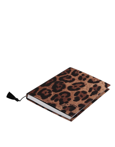 Dolce & Gabbana Braun Schwarz Polyester Leopard Logo Print Kleines Notizbuch
