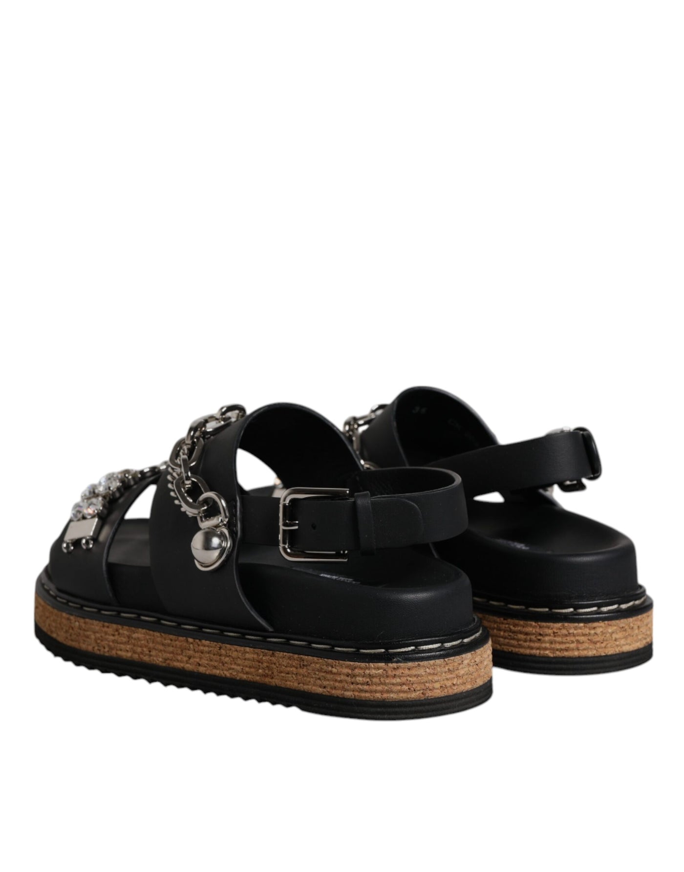 Dolce & Gabbana Schwarze Crystal Embellish Riemchensandalen Schuhe
