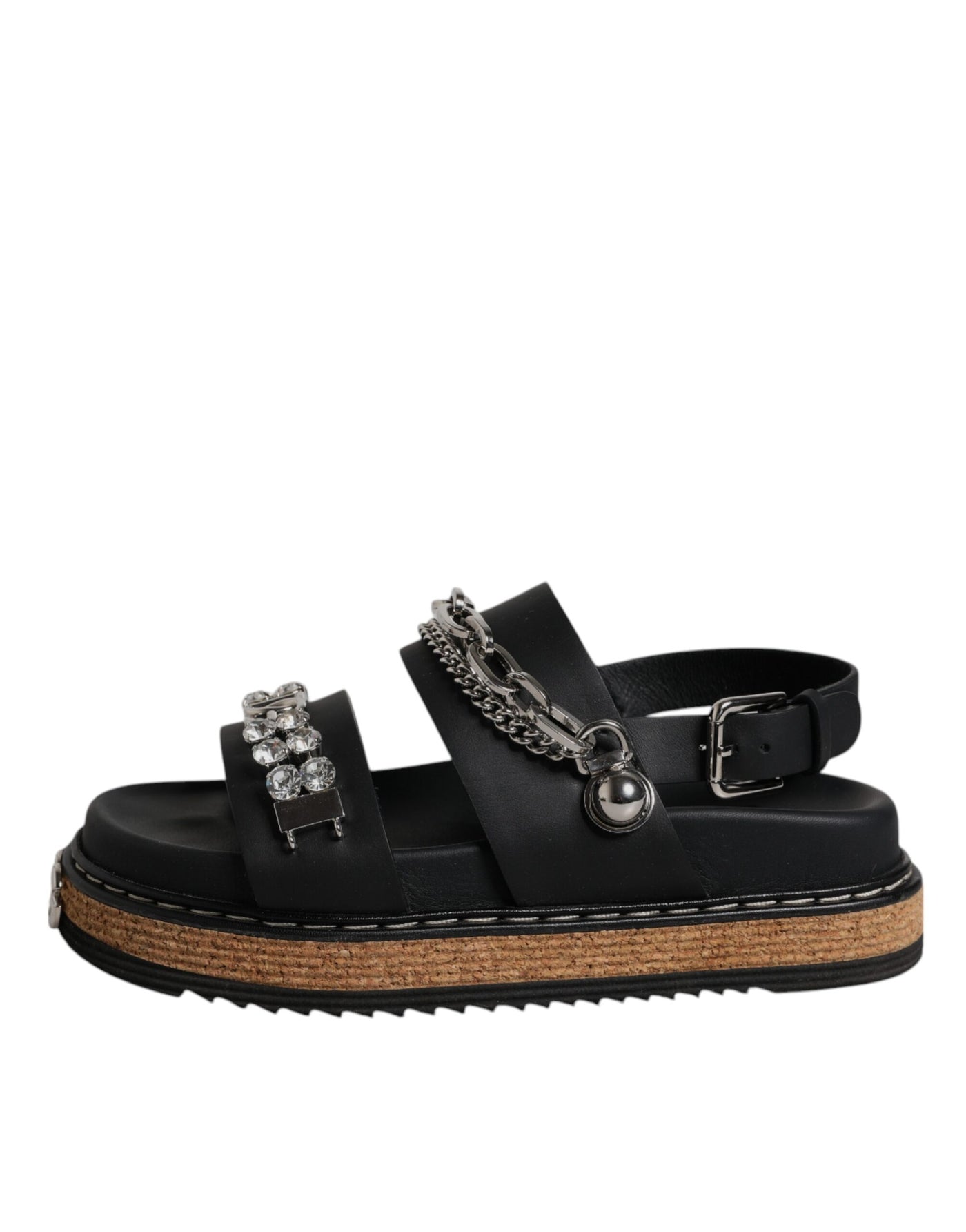 Dolce & Gabbana Schwarze Crystal Embellish Riemchensandalen Schuhe