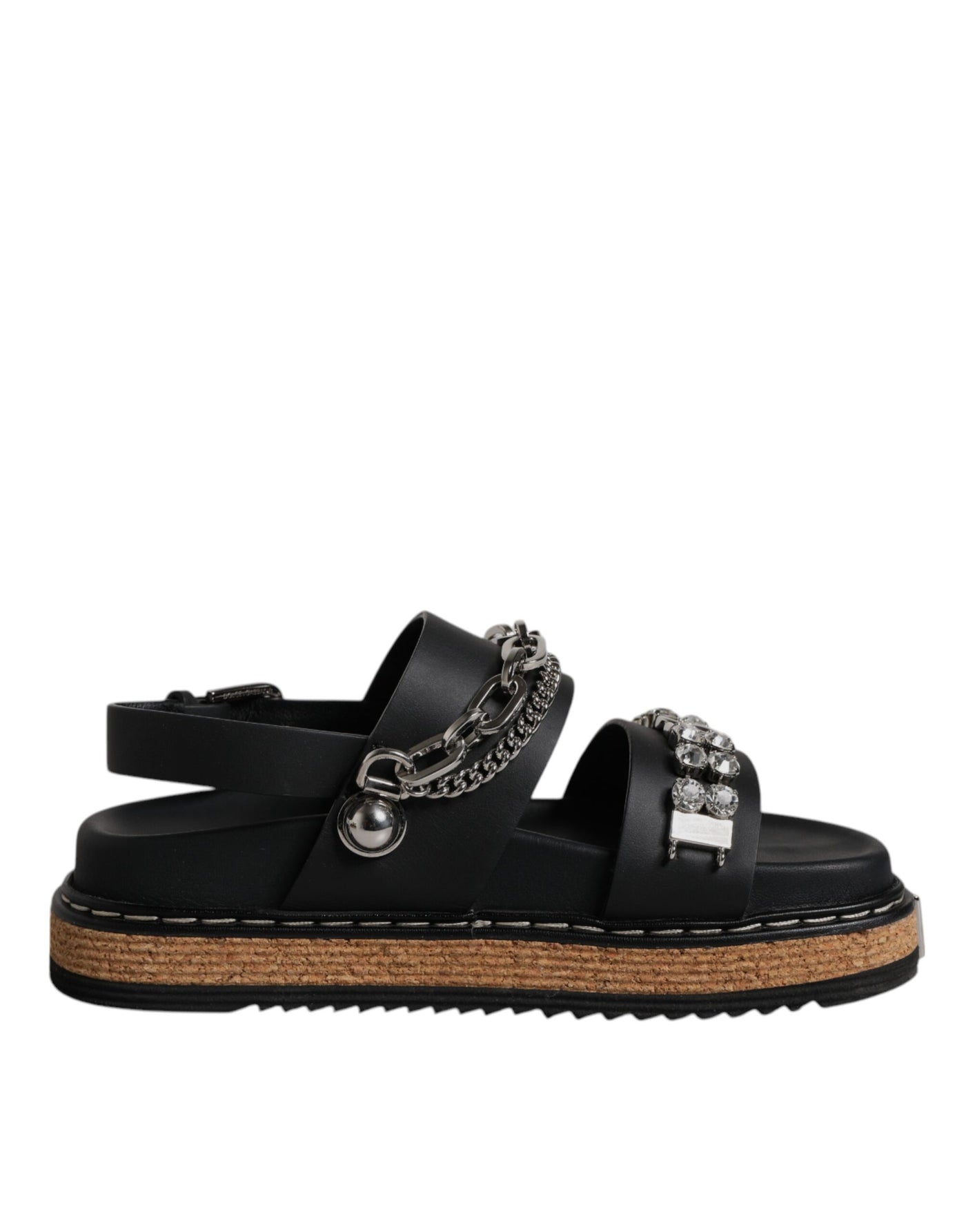 Dolce & Gabbana Schwarze Crystal Embellish Riemchensandalen Schuhe
