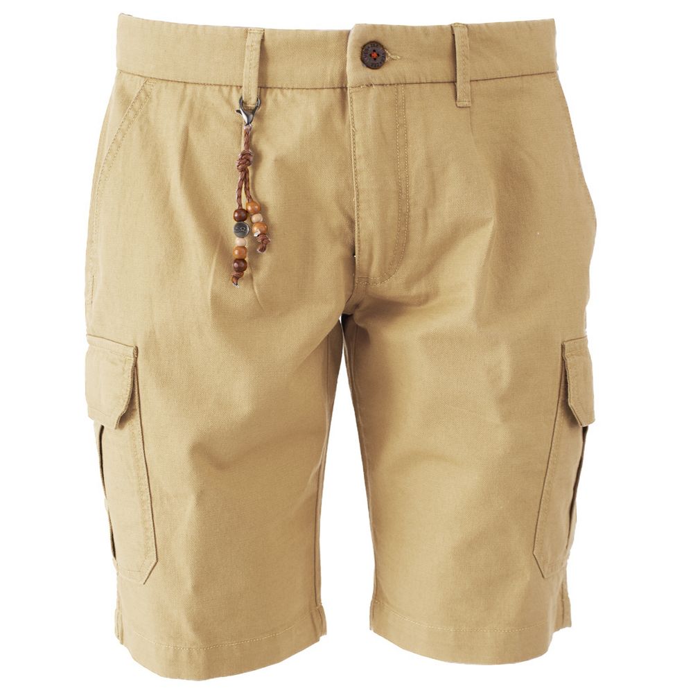 Yes Zee Beigefarbene Baumwollshorts