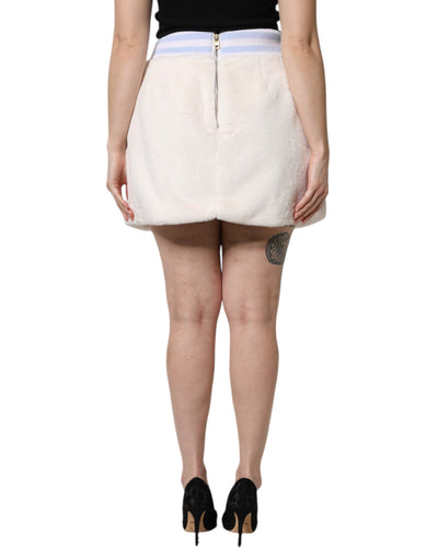 Dolce & Gabbana Weißer Minirock mit hoher Taille aus Kunstfell