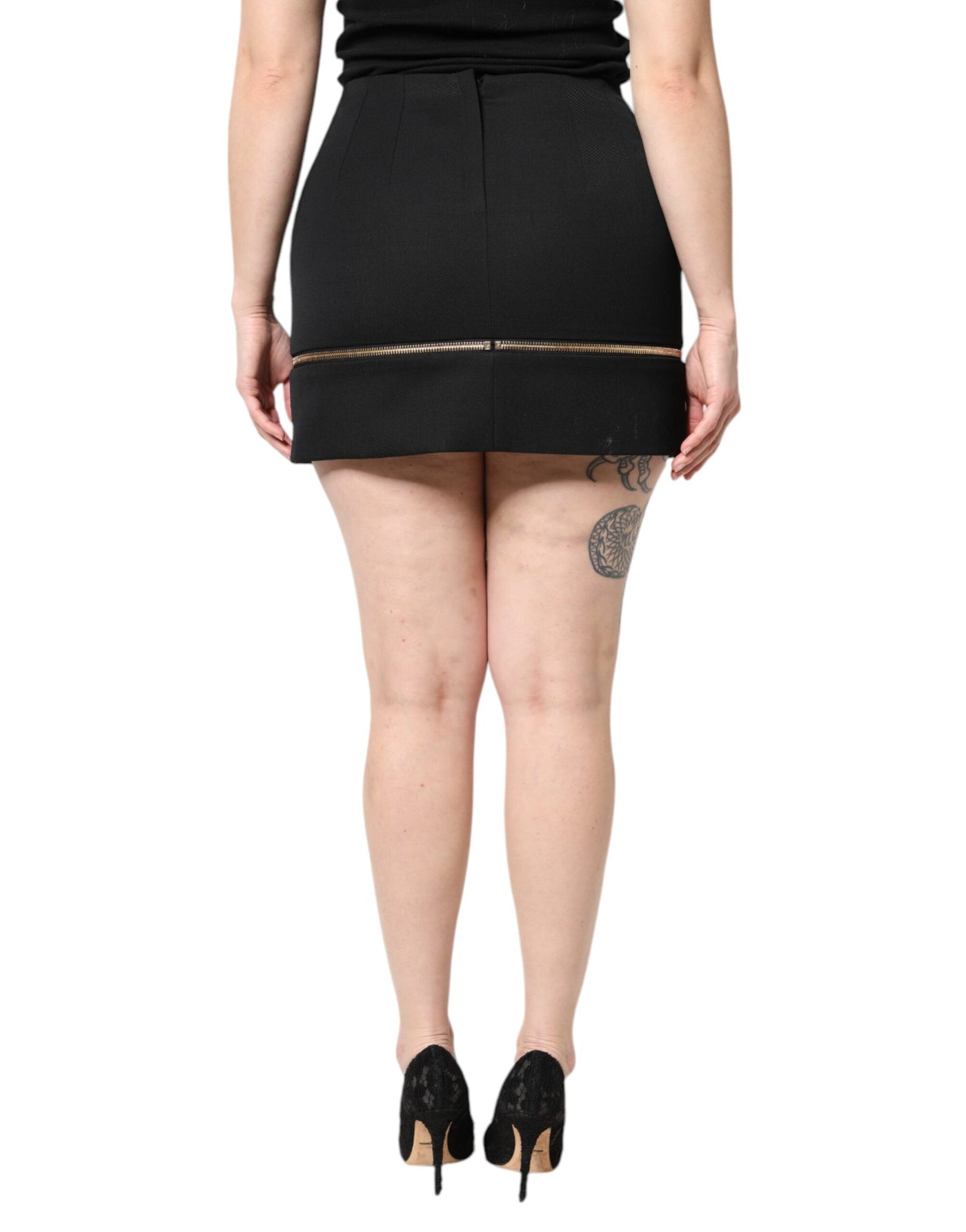 Dolce & Gabbana Schwarzer Minirock aus Schurwolle mit hoher Taille