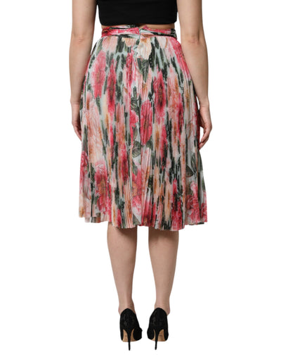 Dolce & Gabbana Multicolor Seide Floral High Waist Midirock