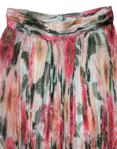 Dolce & Gabbana Multicolor Seide Floral High Waist Midirock