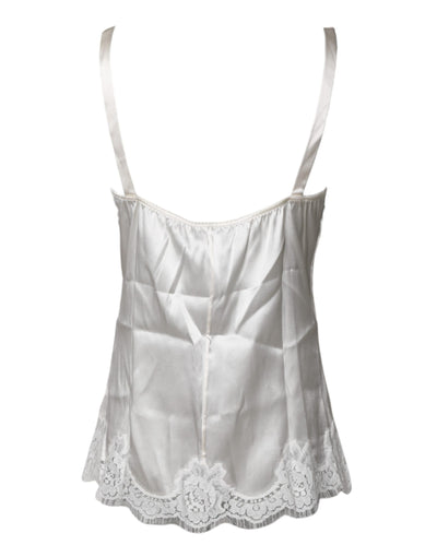 Dolce & Gabbana Top Weiß Satin Spitze Tank Dessous Unterwäsche