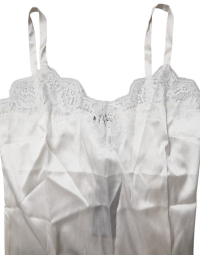 Dolce & Gabbana Top Weiß Satin Spitze Tank Dessous Unterwäsche
