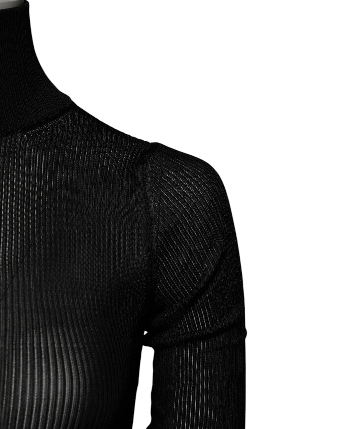Dolce & Gabbana Schwarzes Strick-Top mit langen Ärmeln und schmalem Rollkragen