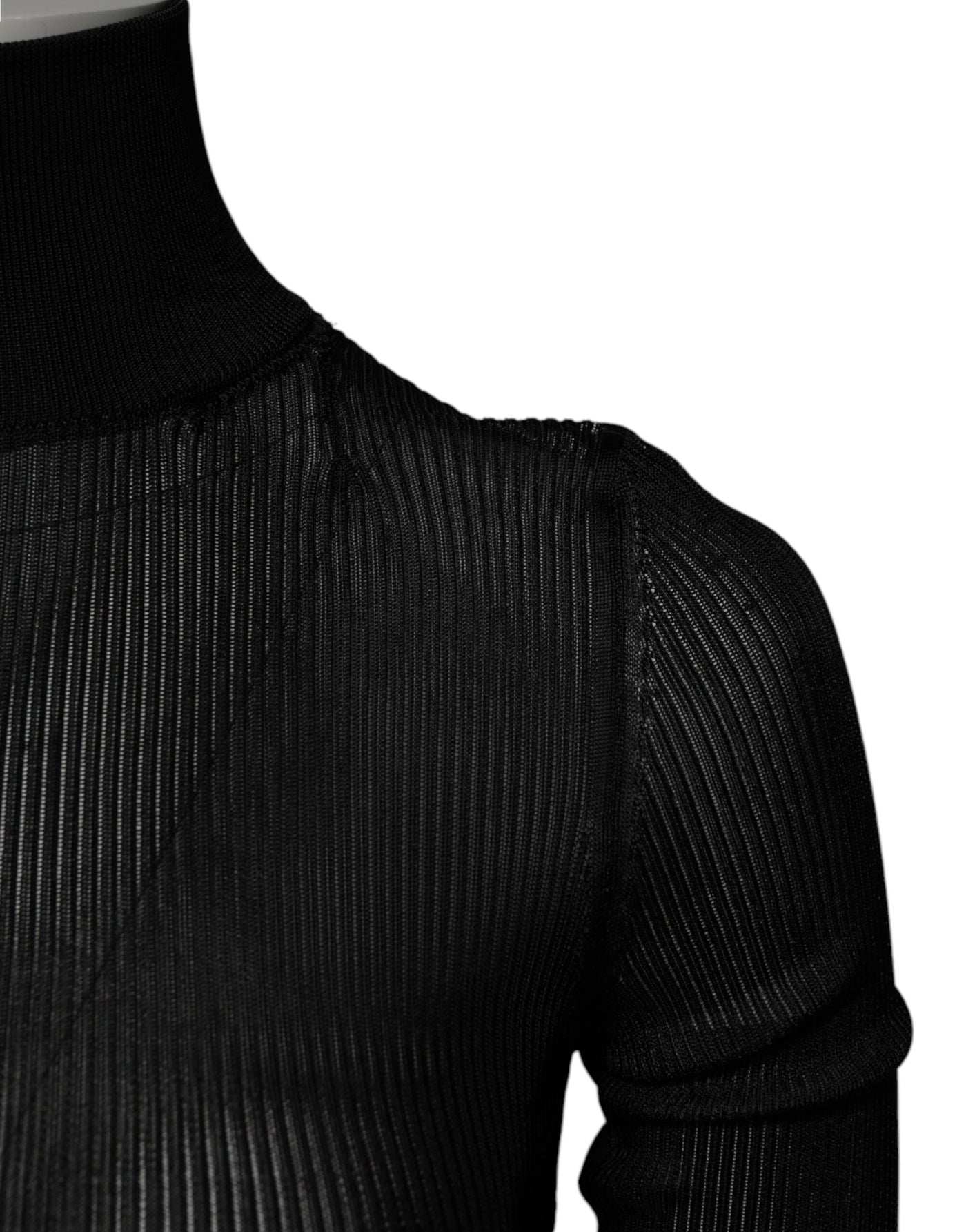 Dolce & Gabbana Schwarzes Strick-Top mit langen Ärmeln und schmalem Rollkragen