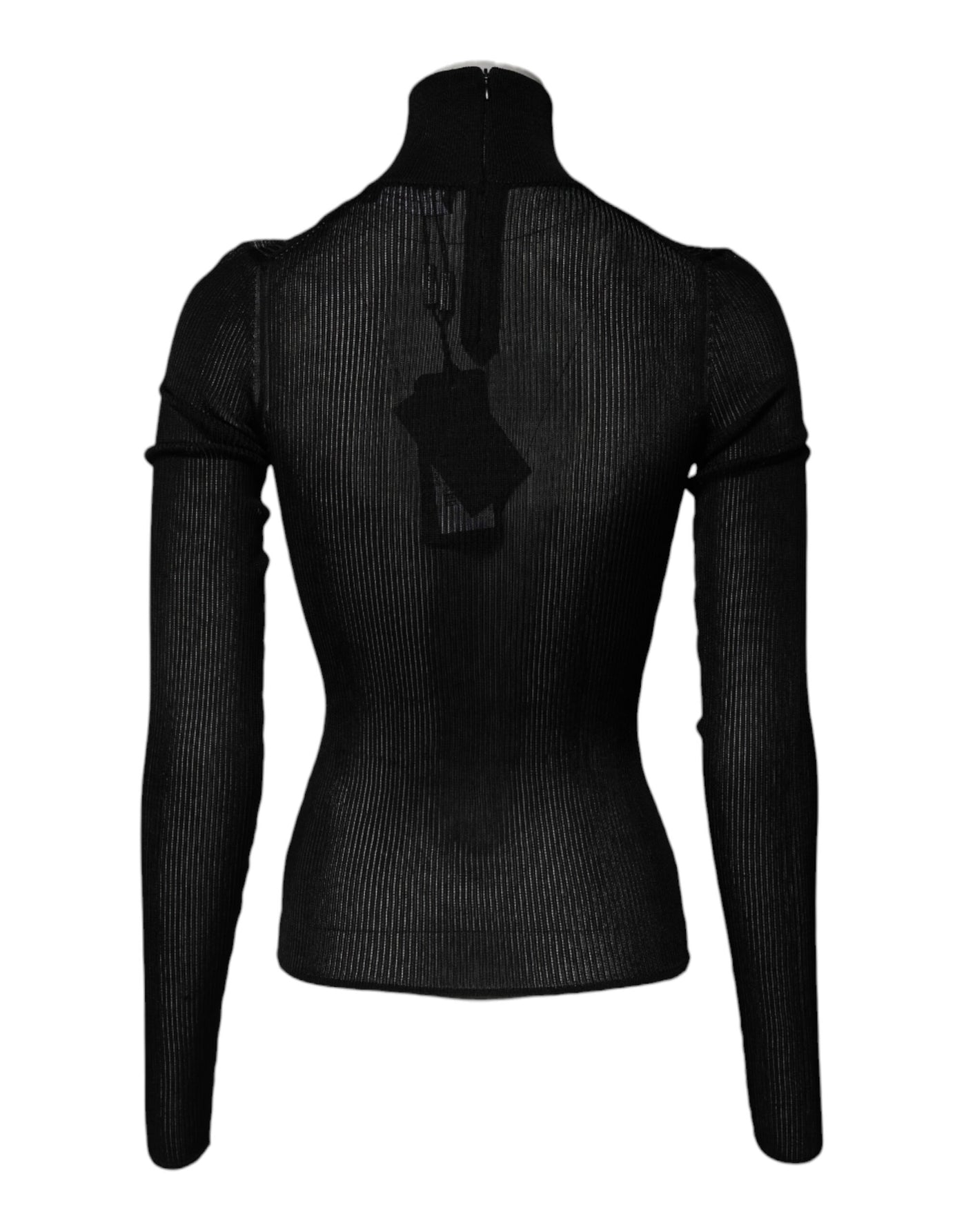 Dolce & Gabbana Schwarzes Strick-Top mit langen Ärmeln und schmalem Rollkragen