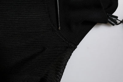 Dolce & Gabbana Schwarzes Strick-Top mit langen Ärmeln und schmalem Rollkragen