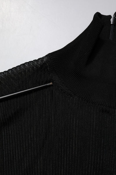 Dolce & Gabbana Schwarzes Strick-Top mit langen Ärmeln und schmalem Rollkragen