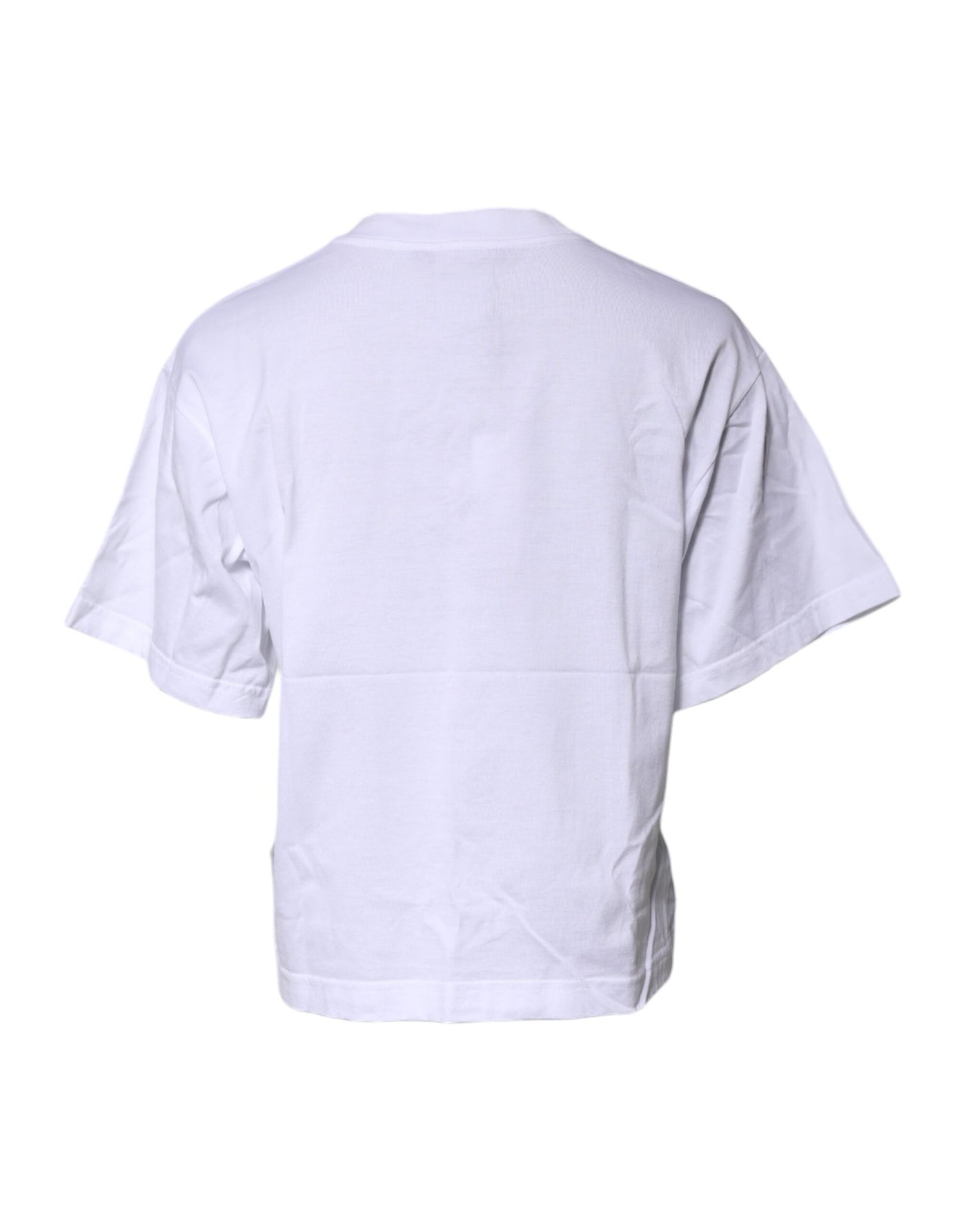 Dolce & Gabbana Weißes bedrucktes Baumwoll-T-Shirt mit Rundhalsausschnitt