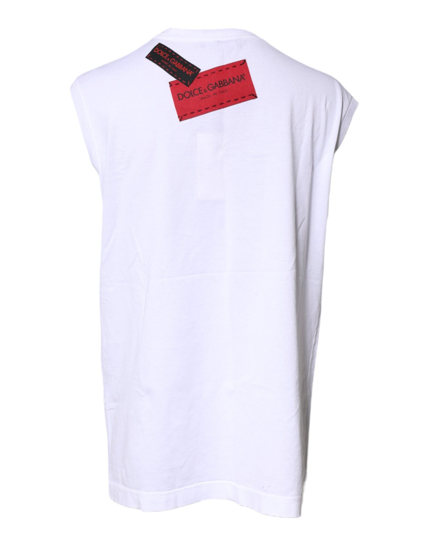 Dolce & Gabbana Weißes ärmelloses Tank-Top mit Blumendruck