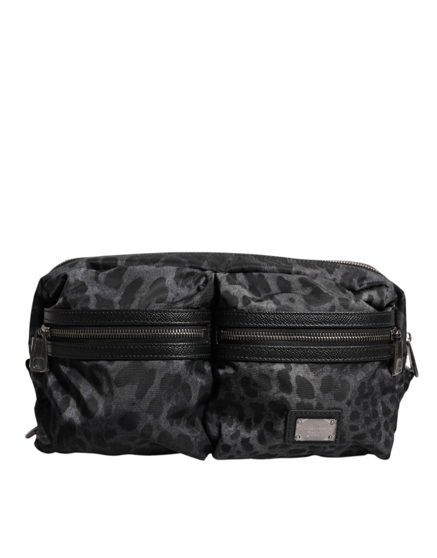 Dolce & Gabbana Schwarzer grauer Leopard DG Logo Gürtel Taille Gürteltasche