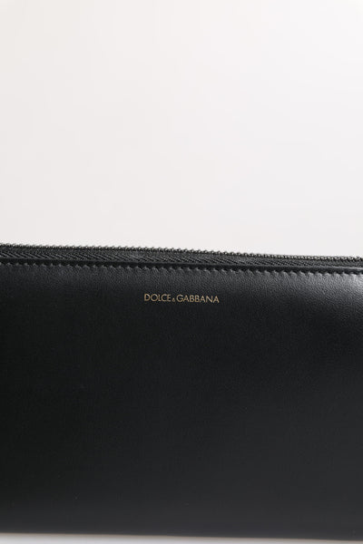 Dolce & Gabbana Schwarz-Blau Exotisches Leder Geprägte Kontinental Brieftasche