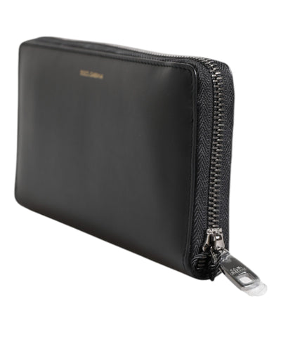 Dolce & Gabbana Schwarz-Blau Exotisches Leder Geprägte Kontinental Brieftasche