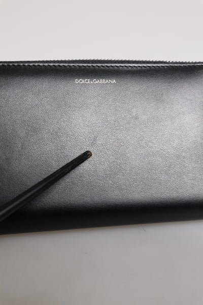 Dolce & Gabbana Schwarz-Blau Exotisches Leder Geprägte Kontinental Brieftasche