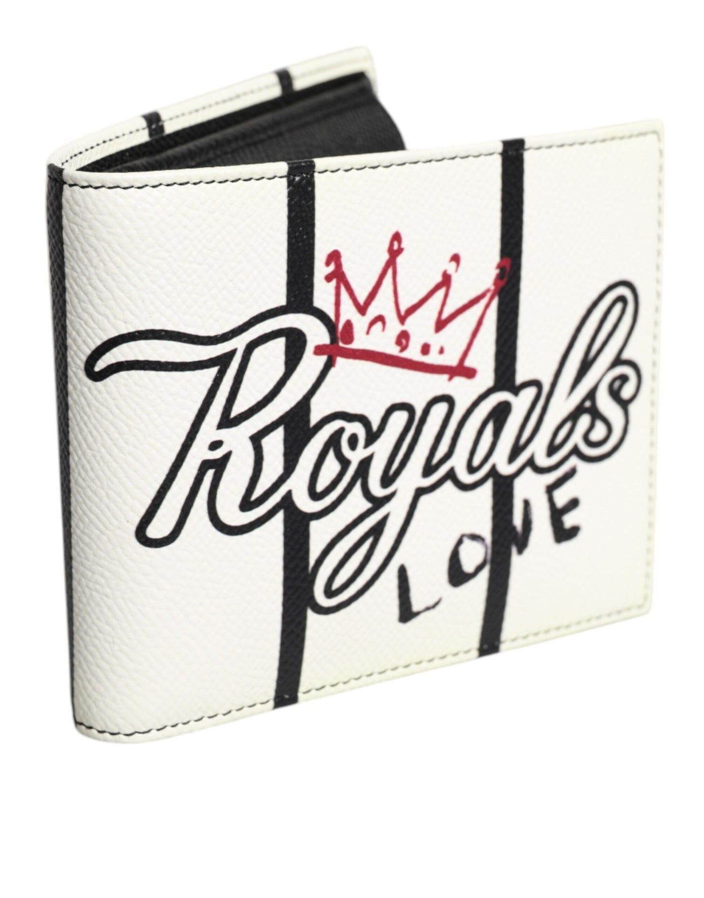 Dolce & Gabbana Weißes Leder DG Crown Royals Bifold Card Holder Wallet