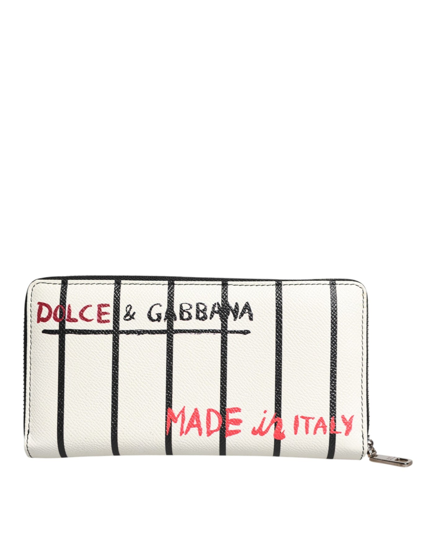 Dolce & Gabbana Weißes Leder DG Crown Royals Continental Zip um Brieftasche