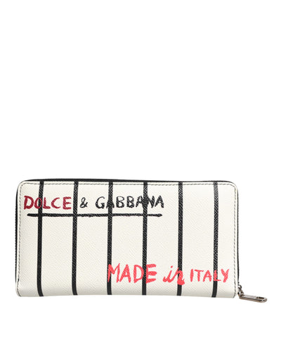 Dolce & Gabbana Weißes Leder DG Crown Royals Continental Zip um Brieftasche