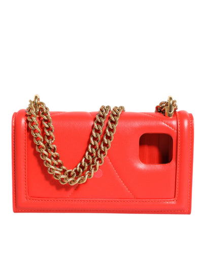Dolce & Gabbana Rote Leder gesteppte Hingabe Crossbody Handyhülle Tasche