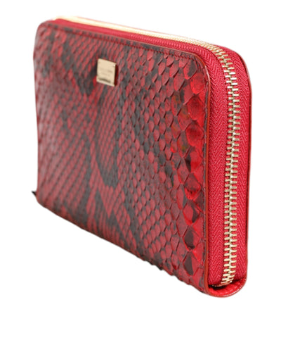 Dolce & Gabbana Rotes Exotenleder Zip Around Continental Clutch Geldbörse