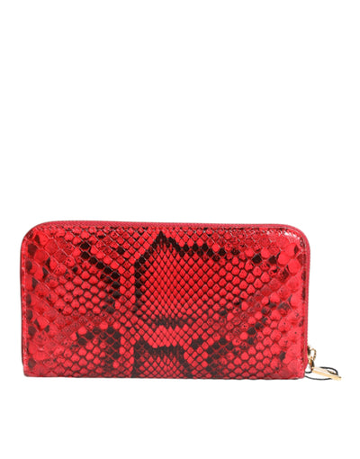 Dolce & Gabbana Rotes Exotenleder Zip Around Continental Clutch Geldbörse