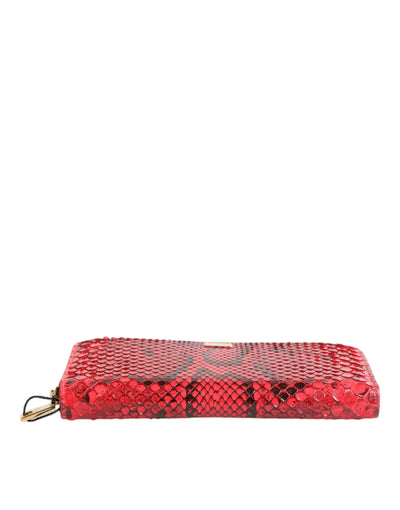 Dolce & Gabbana Rotes Exotenleder Zip Around Continental Clutch Geldbörse