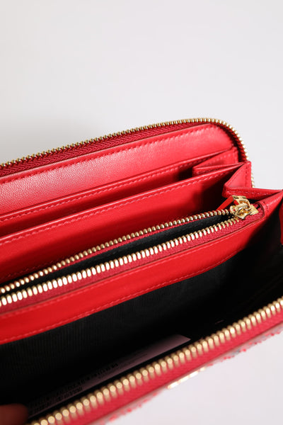 Dolce & Gabbana Rotes Exotenleder Zip Around Continental Clutch Geldbörse
