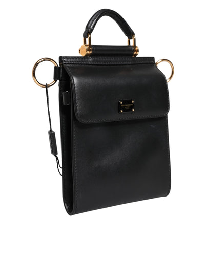 Dolce & Gabbana Schwarze Mini-Tasche aus Kalbsleder mit Logo-Plakette