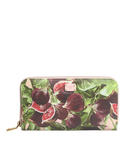 Dolce & Gabbana Multicolor Feige Obst Dauphine Leder Zip um Continental Brieftasche
