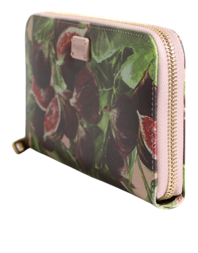 Dolce & Gabbana Multicolor Feige Obst Dauphine Leder Zip um Continental Brieftasche