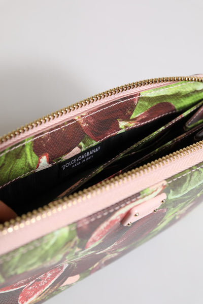 Dolce & Gabbana Multicolor Feige Obst Dauphine Leder Zip um Continental Brieftasche