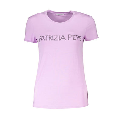 Patrizia Pepe Lila Strass Rundhalsausschnitt Tee