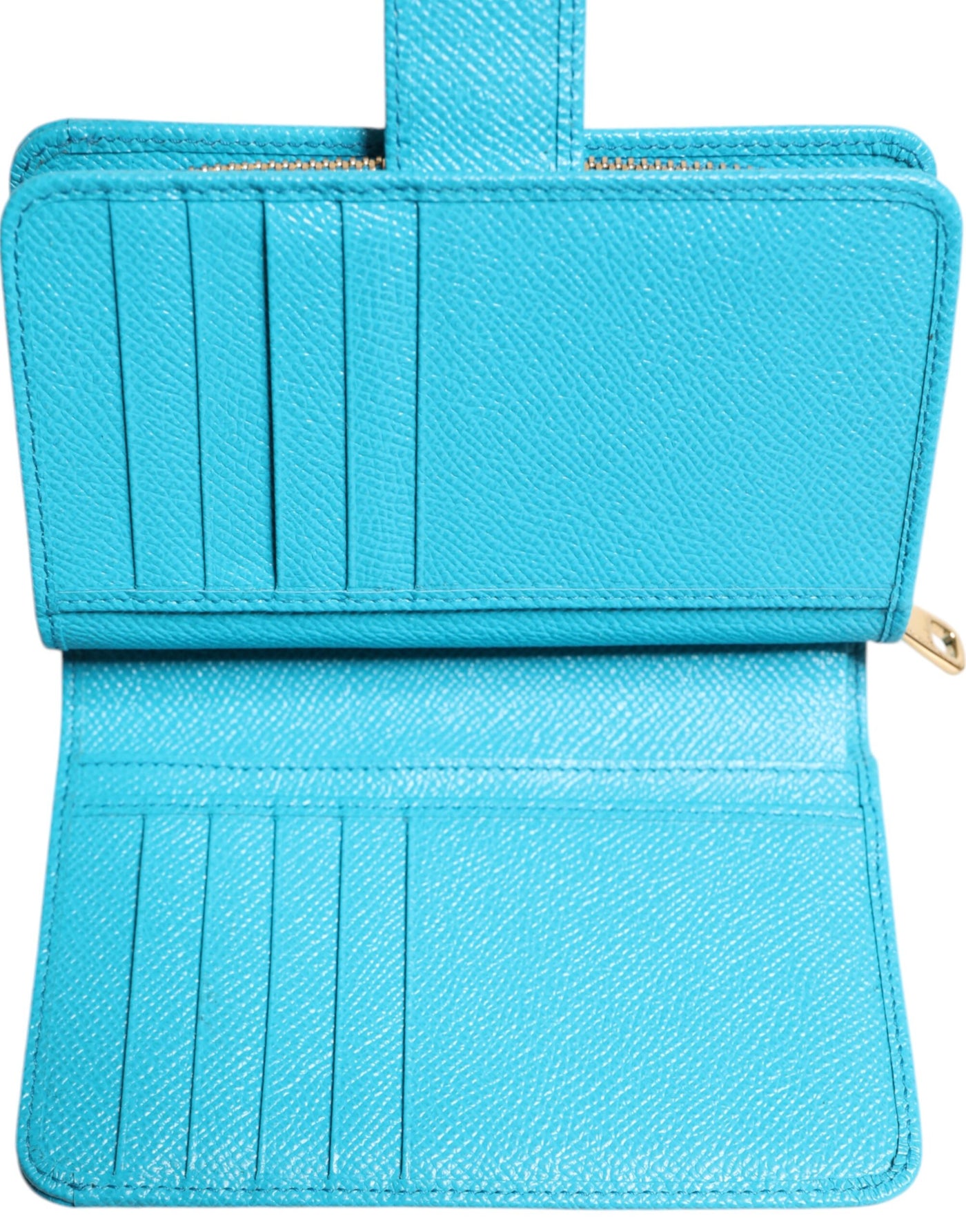 Dolce & Gabbana Hellblaue Leder Bifold Continental Clutch Geldbörse