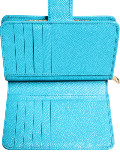 Dolce & Gabbana Hellblaue Leder Bifold Continental Clutch Geldbörse