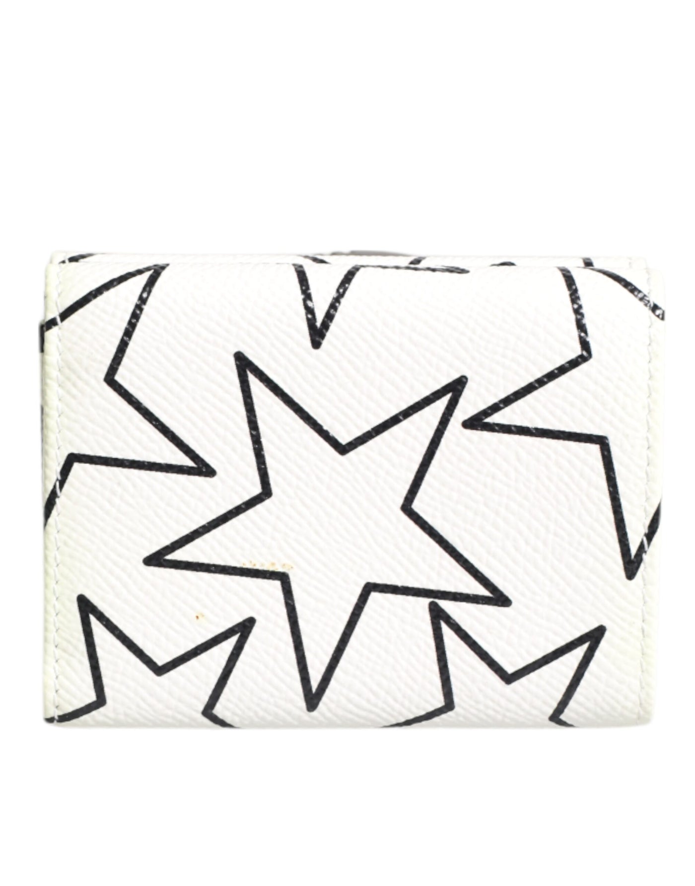 Dolce & Gabbana Weißes Leder Trifold DG Star Print Karteninhaber Brieftasche