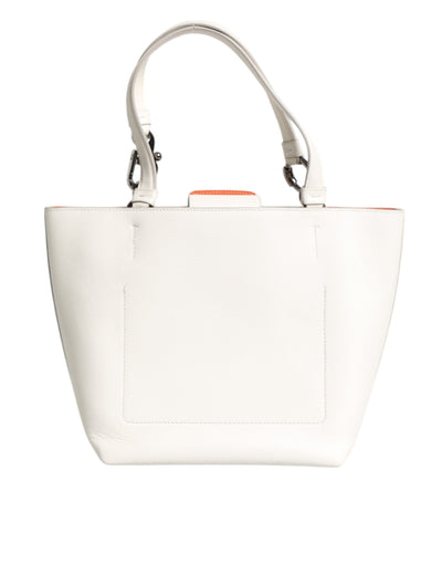Dolce & Gabbana Weißes Leder #DG BEATRICE Top Handle Tote Bag