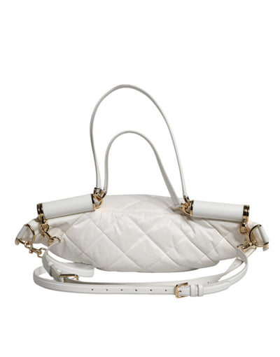 Dolce & Gabbana Weiße gesteppte Logo-Plakette Gürtel Taille Gürteltasche