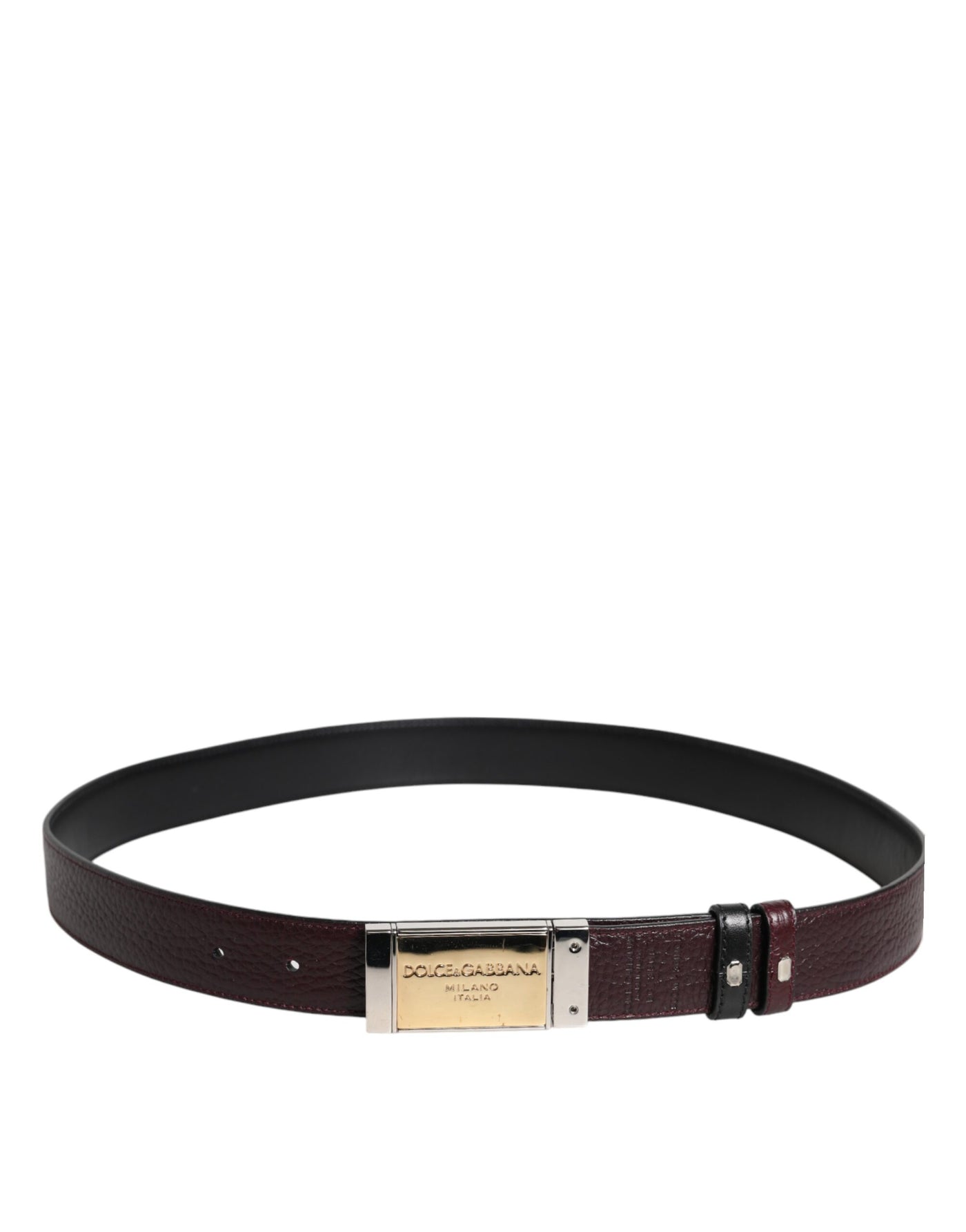 Dolce & Gabbana Schwarzbrauner Ledergürtel mit Metallschnalle und Wendegürtel