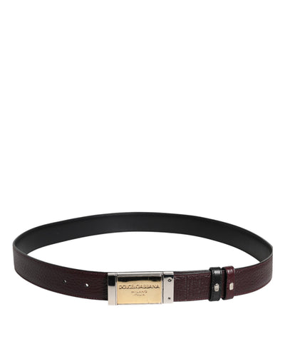 Dolce & Gabbana Schwarzbrauner Ledergürtel mit Metallschnalle und Wendegürtel