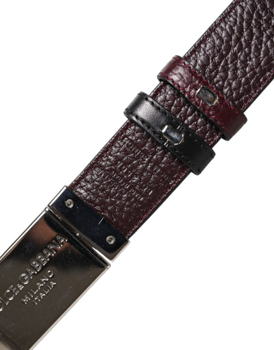 Dolce & Gabbana Schwarzbrauner Ledergürtel mit Metallschnalle und Wendegürtel