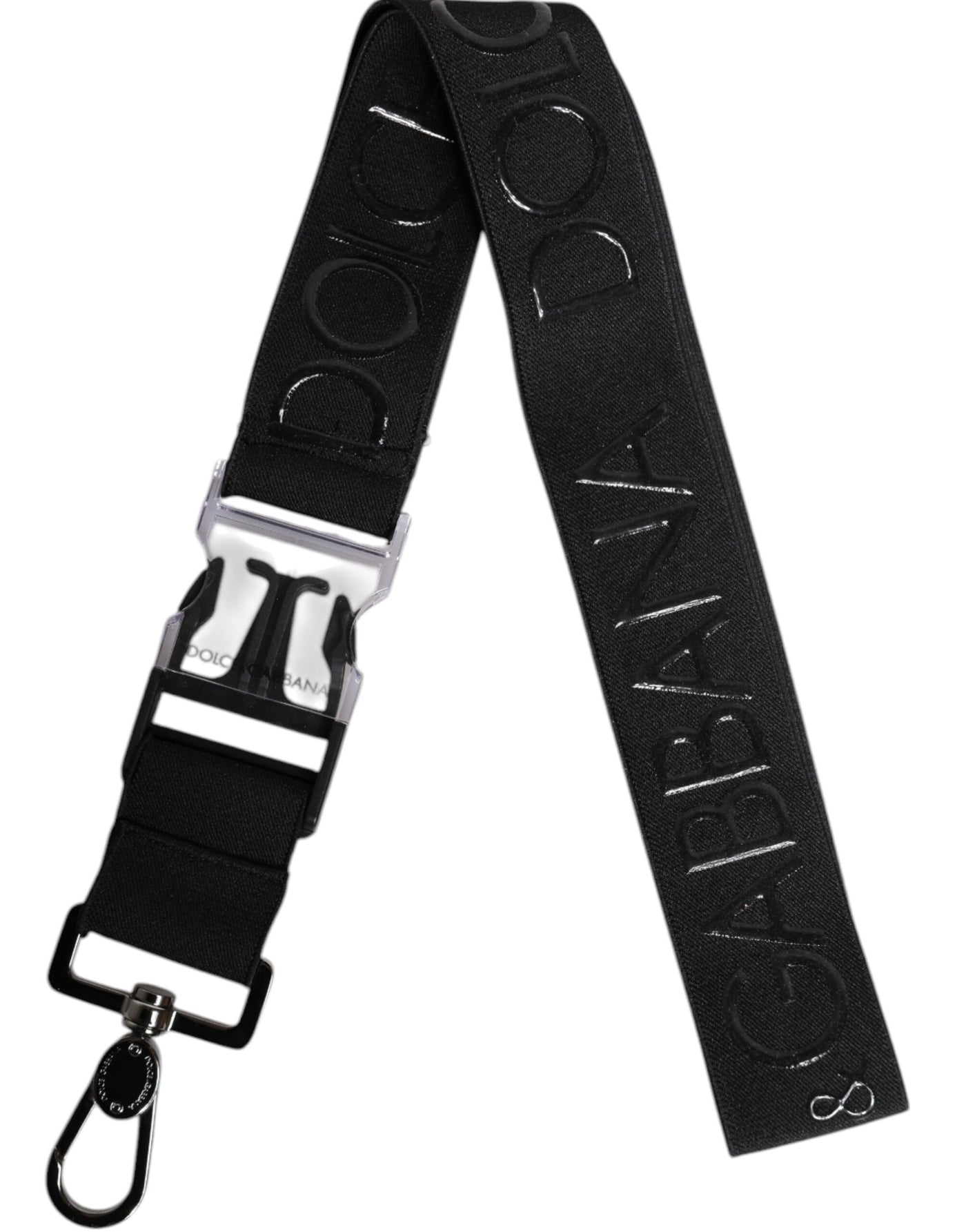 Dolce & Gabbana Schwarzer Stretch-Polyester-Schlüsselanhänger mit gummiertem DG-Logo