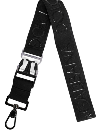 Dolce & Gabbana Schwarzer Stretch-Polyester-Schlüsselanhänger mit gummiertem DG-Logo