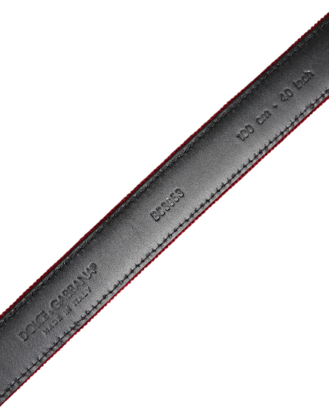 Dolce & Gabbana Red Velvet Schwarz Metallschnalle Logo Gürtel