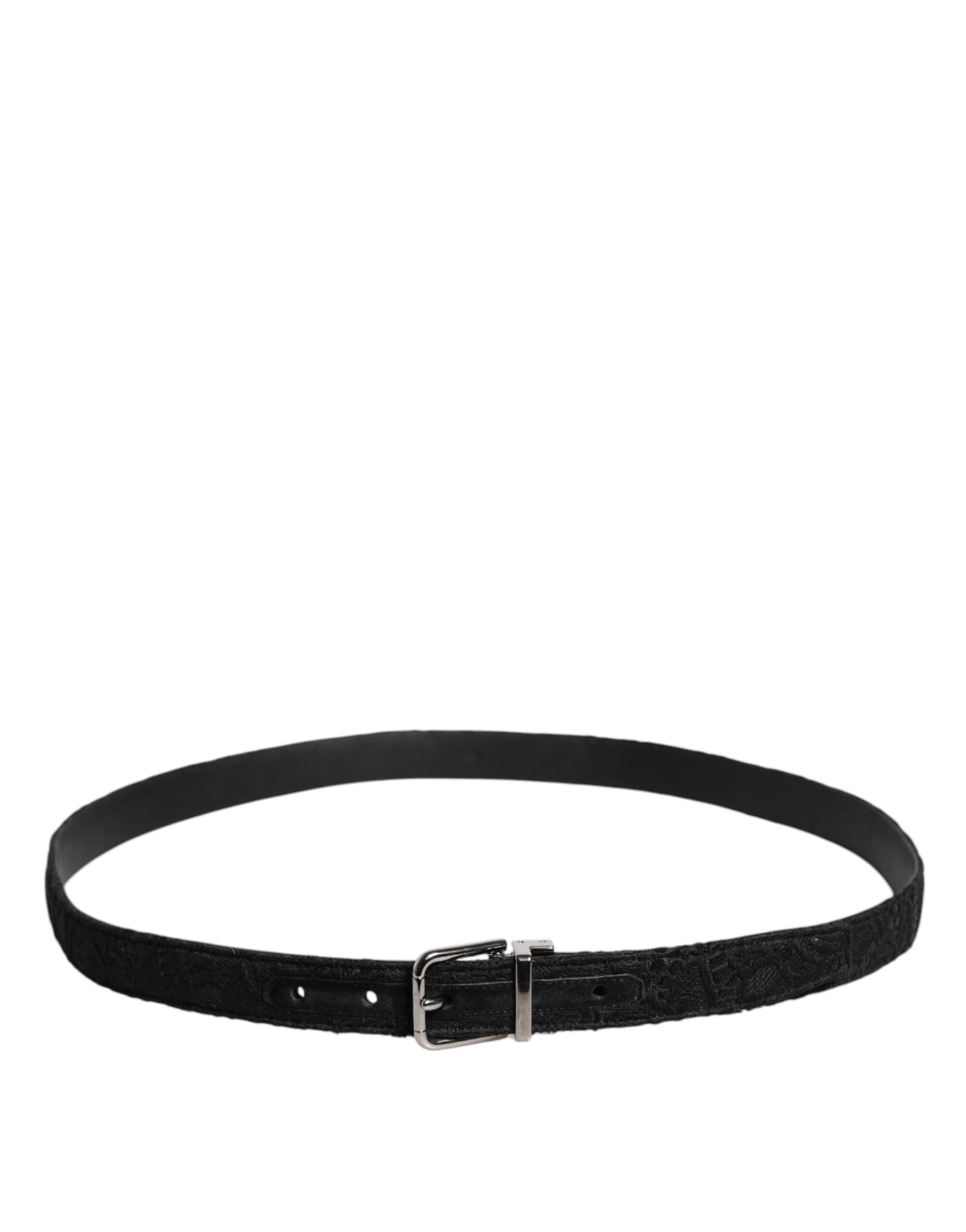 Dolce & Gabbana Schwarzer Gürtel aus Baumwollmischung mit silberner Metallschnalle