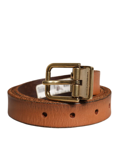 Dolce & Gabbana Brauner Ledergürtel mit goldfarbener Metallschnalle