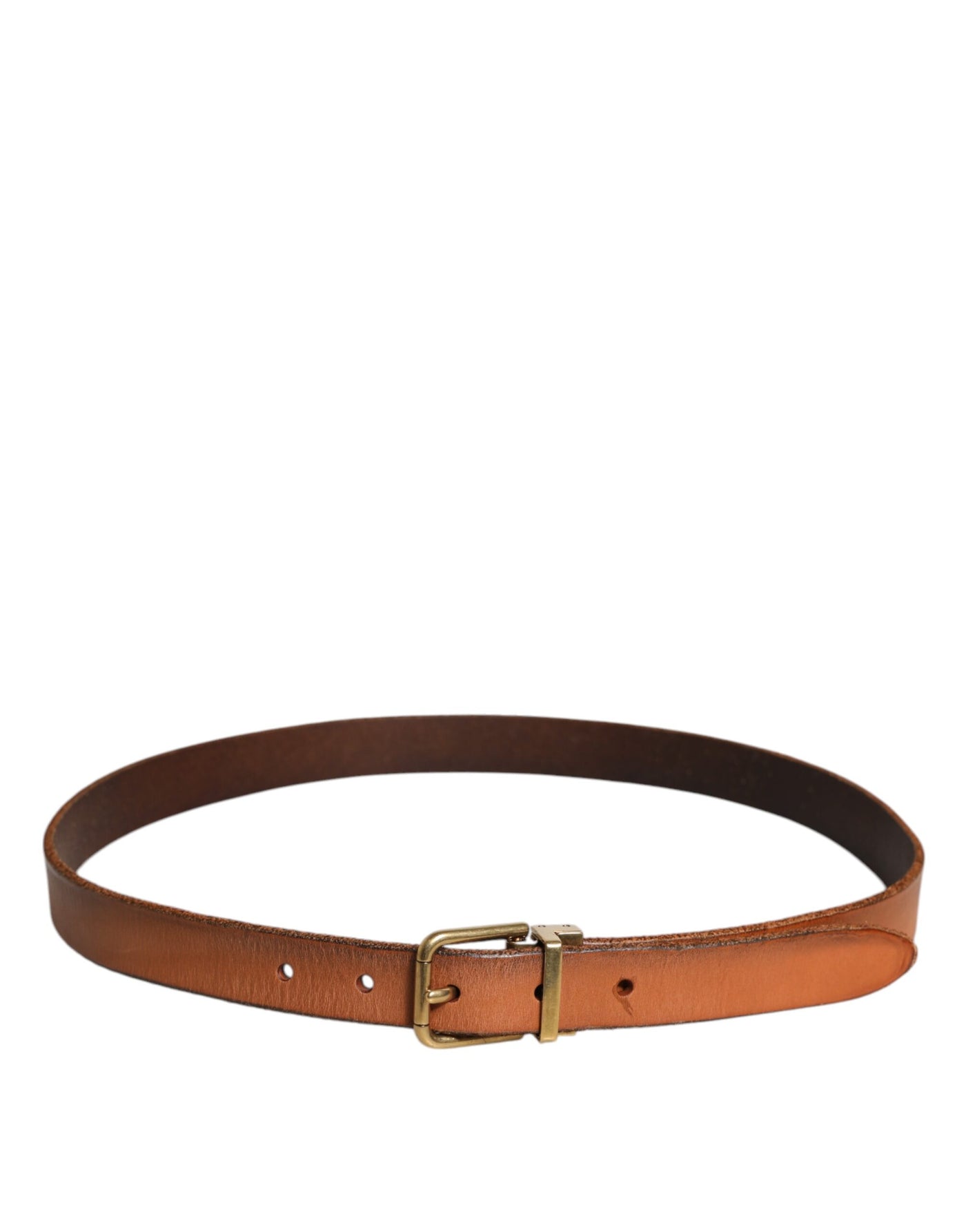 Dolce & Gabbana Brauner Ledergürtel mit goldfarbener Metallschnalle
