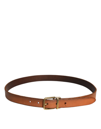 Dolce & Gabbana Brauner Ledergürtel mit goldfarbener Metallschnalle